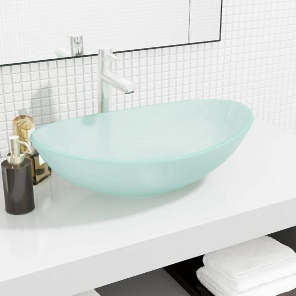 vidaXL Waschbecken Hartglas 54,5x35x15,5 cm Matt, 345244
