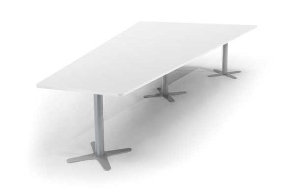 Deskin Konferenztisch DUBLIN, Dekor: Weiß, Gestellfarbe: Alusilber RAL 9006, BxHxT: 3800 x 735 x 1975 mm, 330291