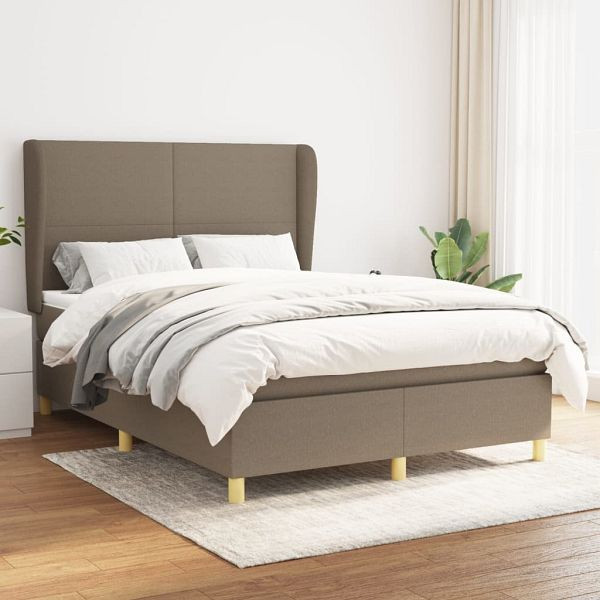 vidaXL Boxspringbett mit Matratze Taupe 140x190 cm Stoff, 3128361