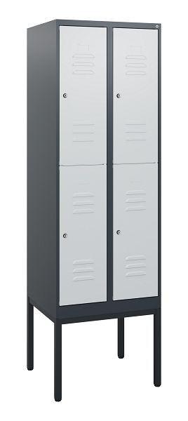 C+P Doppelstöckiger Spind Classic PLUS, Gestell, 2 Abteile, 1950x600x500mm, 7016/7035, Zylinderschlösser, 0803305-20 S10043