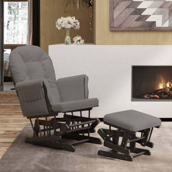 vidaXL Schaukelsessel mit Hocker Gleitend Dunkelgrau Stoff, 351667