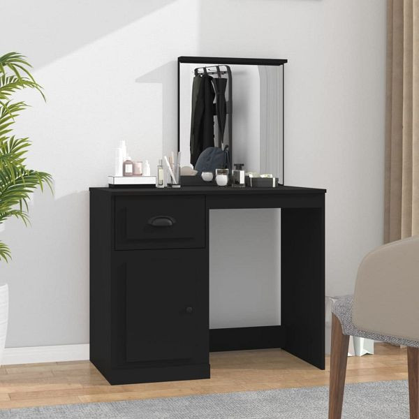 vidaXL Schminktisch mit Spiegel Schwarz 90x50x132,5 cm Holzwerkstoff, 816761