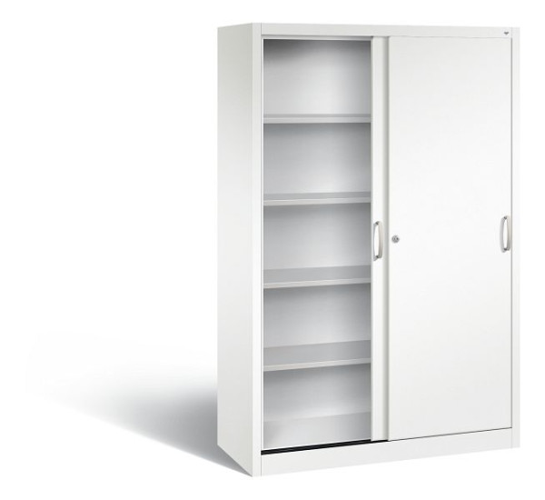 C+P Schiebetürenschrank Acurado, H1950xB1200xT500mm, Farbe: Verkehrsweiß, Bügelgriff, 5 OH, 2050-00 S10229