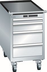 LISTA Schubladenschrank mobil 18x36E (BxTxH) 411x725x723mm KEY Lock, Lichtgrau, 4 Schubladen, Fronthöhen: 50 - 150 mm, 78.453.020