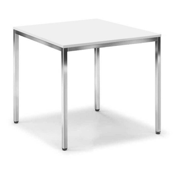 Deskin Besprechungstisch, Platte Dekor Weiß, Gestell verchromt, B 800 x T 800 x H 720 mm, 287832