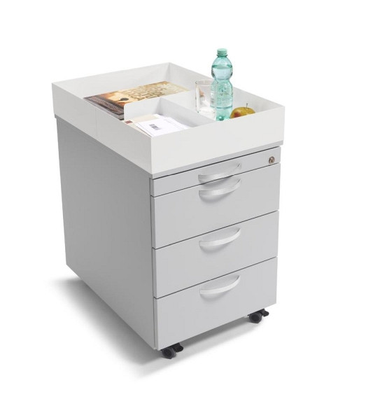 Deskin Aufsatz für Container 600 MODUL, Metall Weiß AB RAL 9016, B 437 x H 100 x T 600 mm, 331342