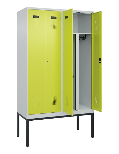 C+P PSA Doppel-Spind Evolo PLUS, Gestell, 4 Abteile, 2120x1200x500mm, 7035/0024, Zylinderschloss, 0490327-40P S10042