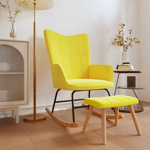 vidaXL Schaukelsessel mit Hocker Senfgelb Stoff, 328025