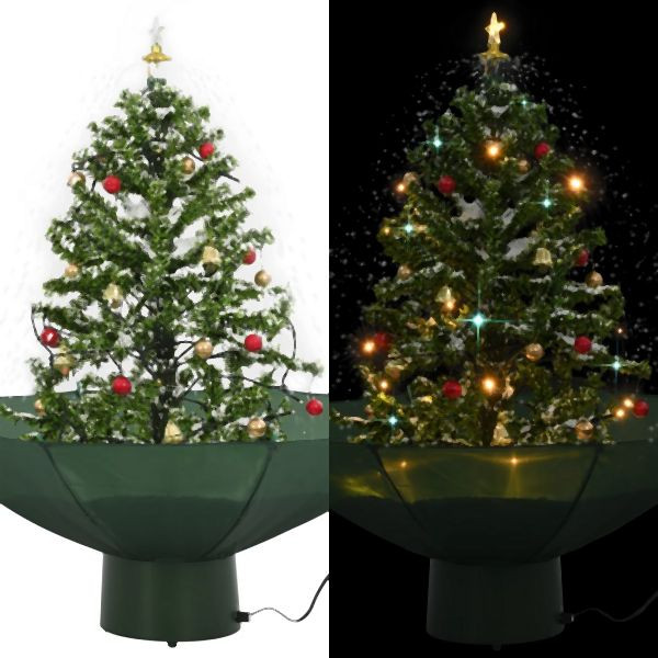 vidaXL Schneiender Weihnachtsbaum mit Schirmfuß Grün 75 cm, 284331