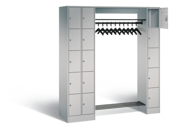 C+P Offene Garderobe Serie 8070, H1950xB2100xT480mm, Farbe: Weißaluminium, 80730-00 S10030