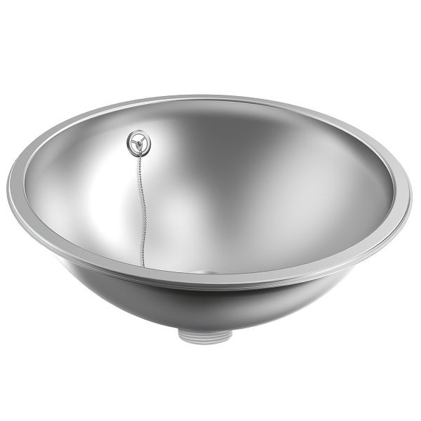 KWC Rundbecken, RONDO, Edelstahl, seidenmatt, 456x165 mm, Überlauf, Ab- und Überlaufgarnitur, 3600009754