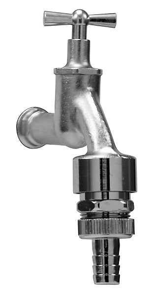 Benkiser Auslaufventil 1/2 Zoll mit Knebelgriff, Schlauchverschraubung 3/4 Zoll, mit Rohrbelüfter, matt verchromt, 7201295