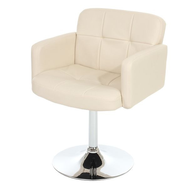 Mendler Esszimmerstuhl Orlando, Küchenstuhl Drehstuhl Stuhl, Kunstleder Chrom, creme, 26643