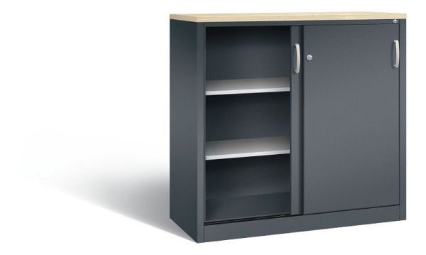 C+P Sideboard mit Schiebetüren Acurado, H1200xB1200xT500mm, Farbe: Anthrazitgrau, Bügelgriff, 3 OH, 2057-1200 S10346