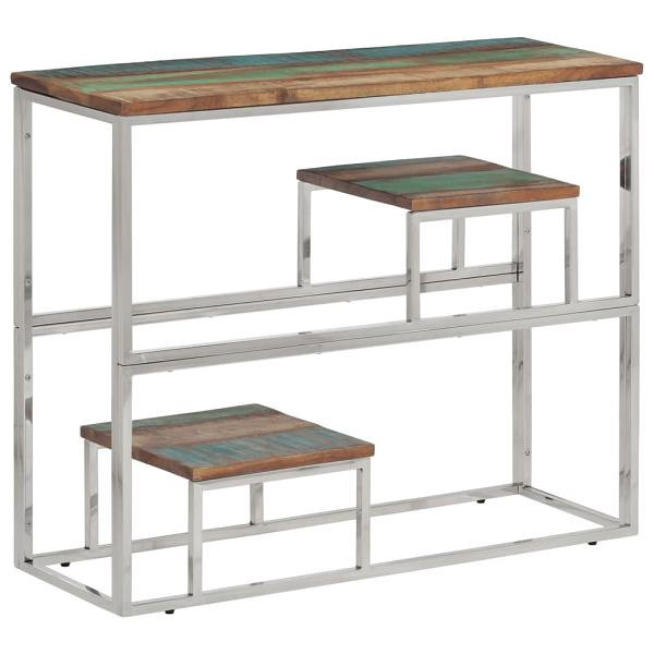vidaXL Konsolentisch Silbern Edelstahl und Altholz Massiv, 350016
