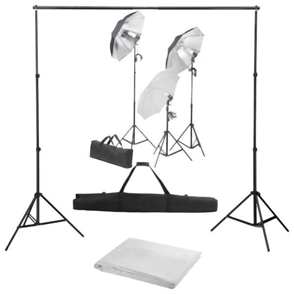 vidaXL Fotostudio-Set mit Lampen-Set und Hintergrund, 3055119