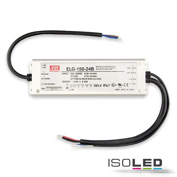 ISOLED LED Trafo MW ELG-150-24B 24V/DC, 0-150W, 1-10V (60-150W) dimmbar, IP67, SELV, 112713