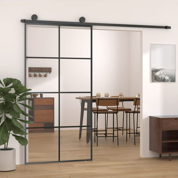 vidaXL Schiebetür Schwarz 102,5x205 cm ESG-Glas und Aluminium, 151674