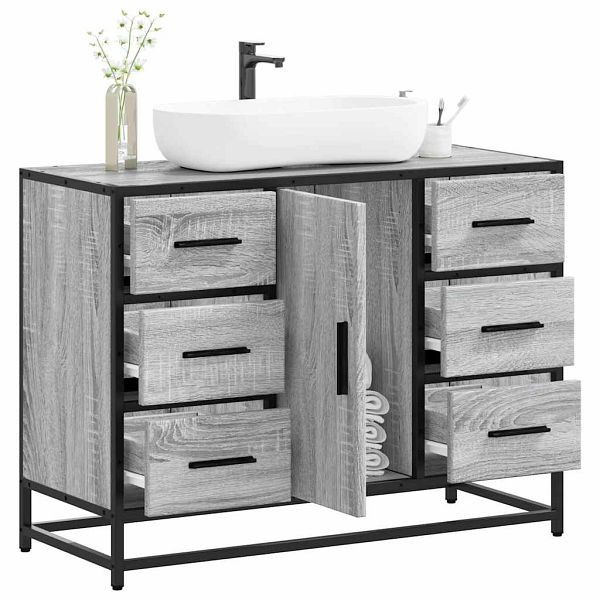vidaXL Waschbeckenunterschrank Grau Sonoma 80x33x60 cm Holzwerkstoff, 849282
