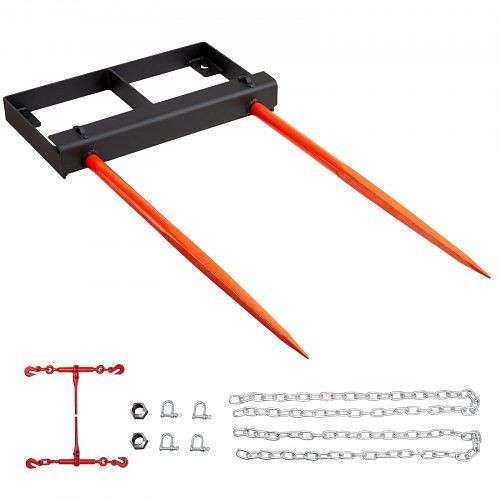 VEVOR Frontladerzinken 1360kg Gewichtskapazität Ballenspieß mit einem Spieß & zwei stabilisierenden Spießen, TZSPS2ZZ49IN3X7CBV0