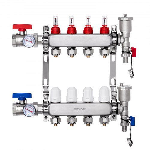 VEVOR 4 Heizkreise Heizkreisverteiler Fußbodenheizung Durchflussanzeiger 5L/min, DRFSQBXG4HLGID9XQV0