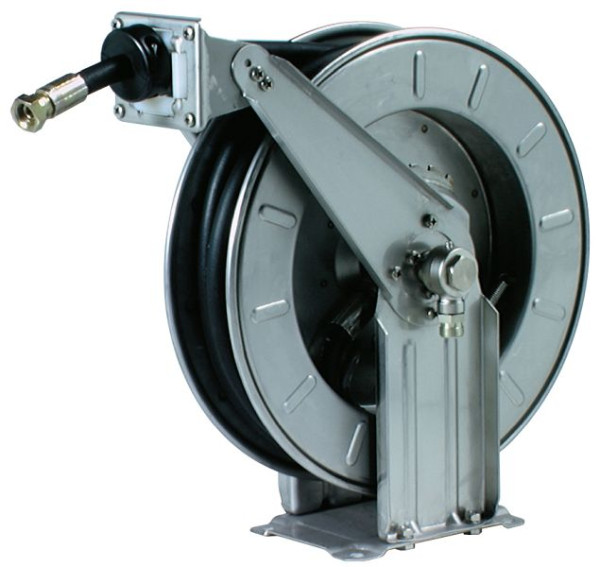 Rapid Automatischer Schlauchaufroller komplett in Edelstahl mit 12 m Schlauch DN 06, zur Wand-, Boden- oder Deckenmontage, 09 017