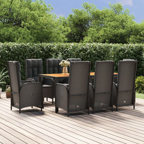 vidaXL 9-teilig Garten-Essgruppe mit Kissen Schwarz Poly Rattan, 3185082