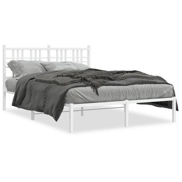 vidaXL Bettgestell mit Kopfteil Metall Weiß 140x200 cm, 376374
