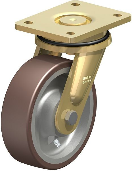 Blickle LS-GB 160K Stahlgeschweißte Schwerlast-Lenkrolle, schwere Drehkranz-Ausführung, Blickle Besthane®, Braun, 742266