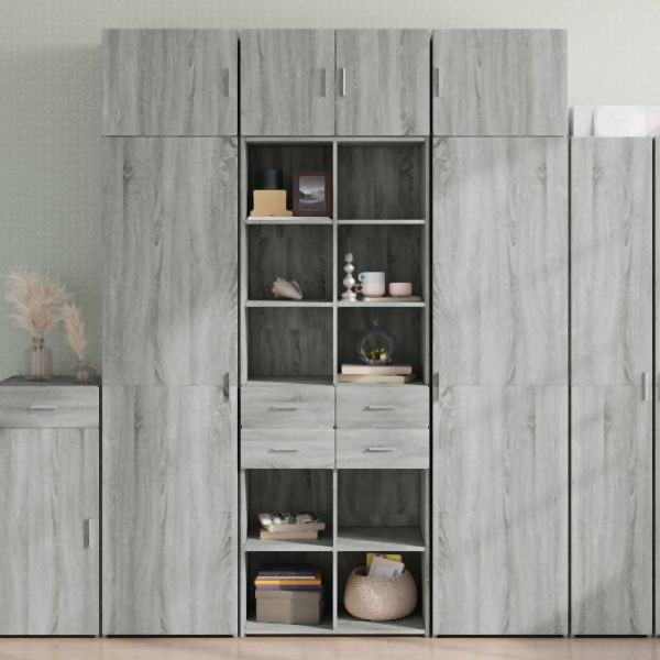 vidaXL Hochschrank Grau Sonoma 70x42,5x225 cm Holzwerkstoff, 3281341