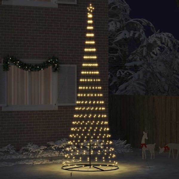 vidaXL LED Weihnachtsbaum Warmes Weiß 138,5 x 138,5 x 399 cm Metall, 42018791