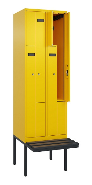 C+P Z-Spind Evolo PLUS, Bank, 4 Fächer, 2120x600x815mm, 1023/1023, Zylinderschloss, Material Sitzfläche Kunststoff, 0490437-204 S10103