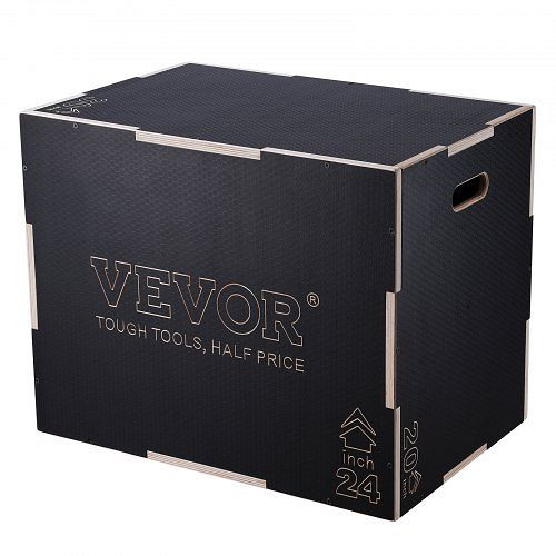VEVOR 3-in-1-Plyometrische Sprungbox 30/24/20-Zoll-Plyobox, 204 kg Tragfähigkeit, für Heimtraining, Schwarz Einstellbare Höhe, SHYTX302420YJ3BI5V0