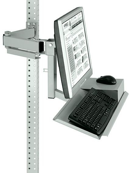Manuflex Standard Monitorträger für UNIVERSAL und PROFI mit Tastatur- und Mausfläche, VESA-Adapter 100 mm, Lichtgrau, ZB3626.7035