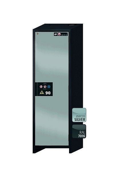 asecos Sicherheitsschrank Q-CLASSIC-90, Q90.195.060.R in Silber mit 4x Auszugswanne Standard (Edelstahl), 30073-049-33424