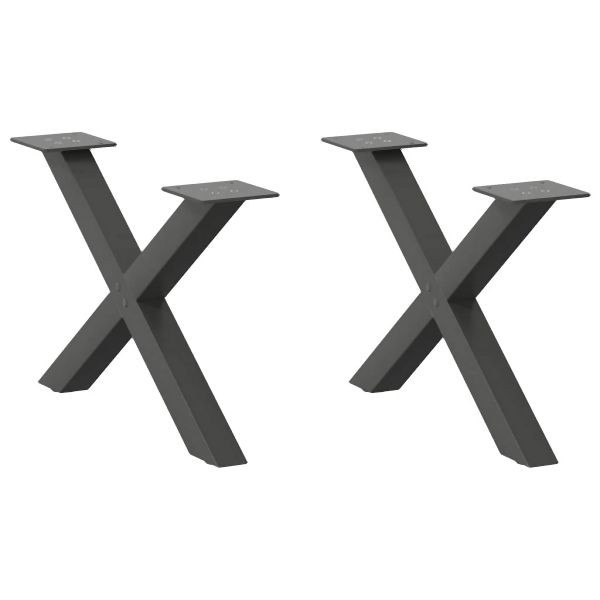 vidaXL Couchtischbeine X-Form 2 Stück Anthrazit 60x(30-31) cm Stahl, 4012882
