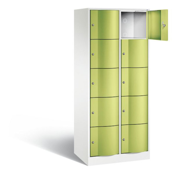 C+P Schließfachschrank Resisto, H1950xB772xT540mm, Farbe: Verkehrsweiß / Viridingrün, 8570-272 S10605