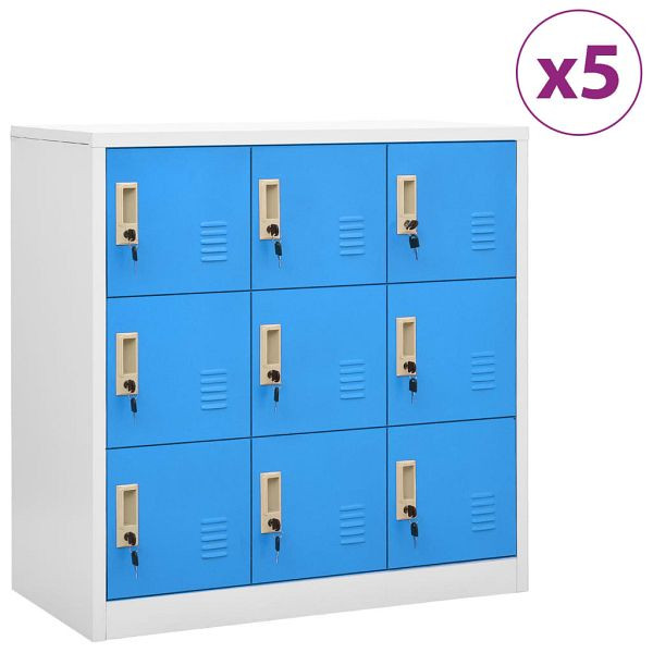 vidaXL Schließfachschränke 5 Stück Hellgrau und Blau 90x45x92,5cm Stahl, 3095244