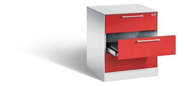 C+P Karteischrank Asisto, H710xB562xT600mm, Farbe: Lichtgrau / feuerrot, Bügelgriff, 146274-322 S10164