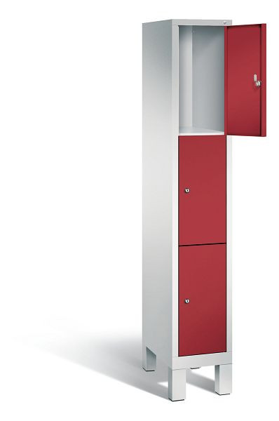 C+P Schließfachschrank Evolo, H1850xB320xT500mm, Farbe: Lichtgrau / Rubinrot, 48010-103 S10059