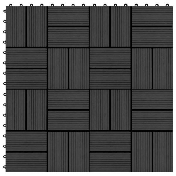 vidaXL Terrassenfliesen 11 Stück WPC 30 x 30 cm 1 qm Schwarz, 45031