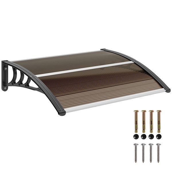 Outsunny Vordach Haustürvordach 120 x 75 cm Pultvordach Überdachung Polycarbonat, B70-011V02BN