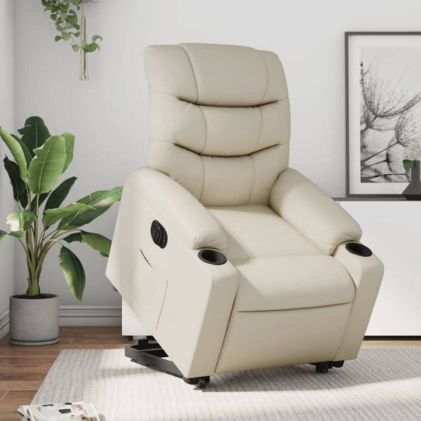 vidaXL Relaxsessel mit Aufstehhilfe Elektrisch Creme Kunstleder, 3206614