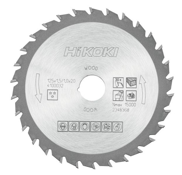 HiKOKI TCT Kreissägeblatt Holz 125x20 z30 Flach- / Wechselzahn, 4100032