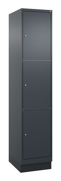 C+P Schließfachschrank Classic PLUS, Sockel, 1950x400x500mm, 7016/7016, mit 3 Fächern, 080020-123 S10015