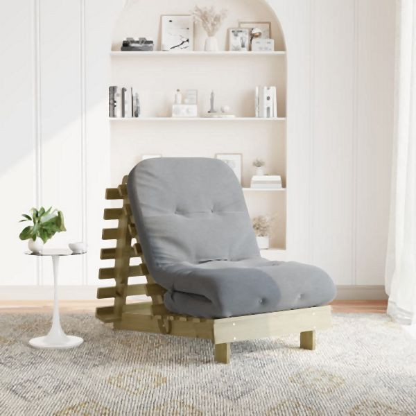 vidaXL Futon Schlafsofa mit Matratze 70x206x11 Kiefernholz Imprägniert, 846755