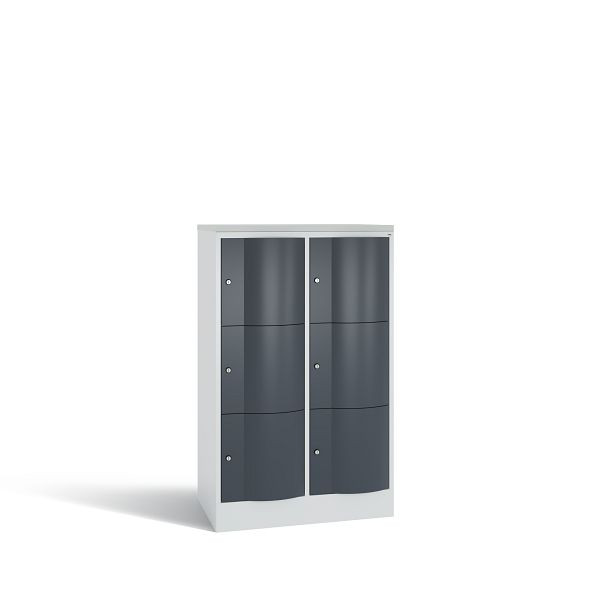C+P Schließfachschrank Resisto,6 Fächer,H1255xB772xT540mm,Grau/Anthrazit/DBSHellgrau, 8573-272 S10517