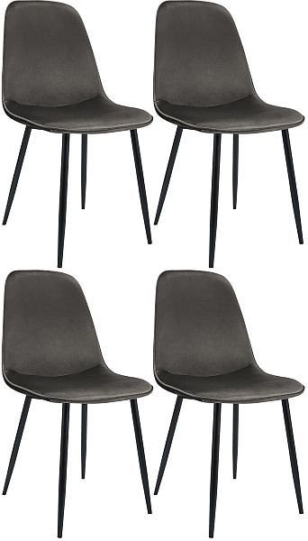 CLP 4er Set Esszimmerstuhl Maryam Samt, anthrazit, 327431