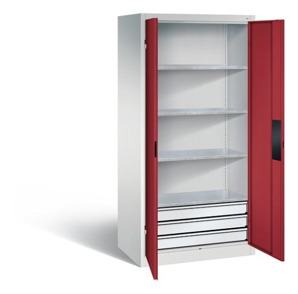C+P Werkzeugschrank Acurado, H1950xB930xT600mm, Farbe: Lichtgrau / Rubinrot, Muldengriff, 8922-523 S10095