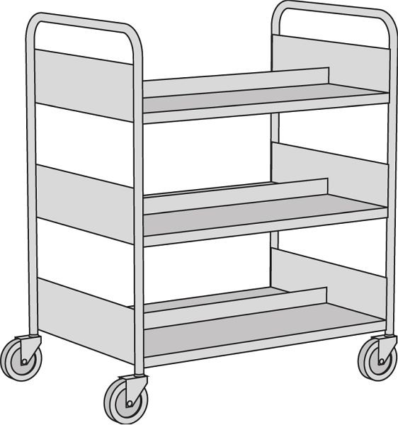 Kerkmann Bücherwagen Univers, B 900 x T 600 x H 1100 mm, lichtgrau, 14869711
